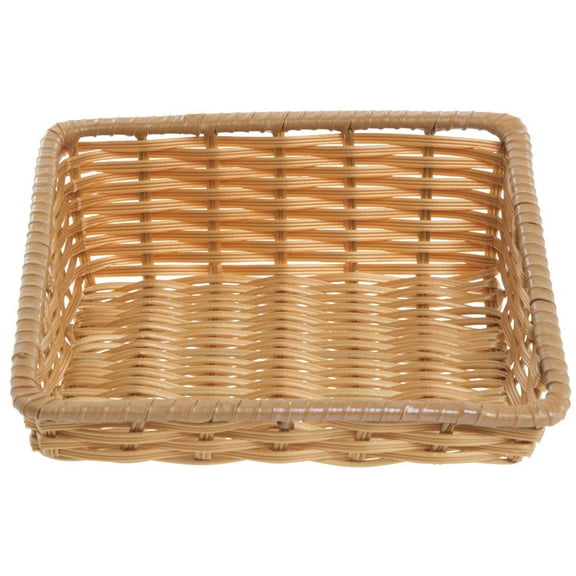 HUBERT® Wicker Storage Basket Natural Colored Plastic Tapered Produce Basket - 11 1/2"L x 12"D x 1 1/2" to 4"H