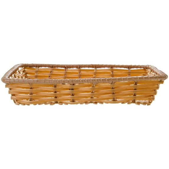 HUBERT® Wicker Storage Basket Rectangular Natural Colored Plastic - 14"L x 12"W x 2 1/2"D
