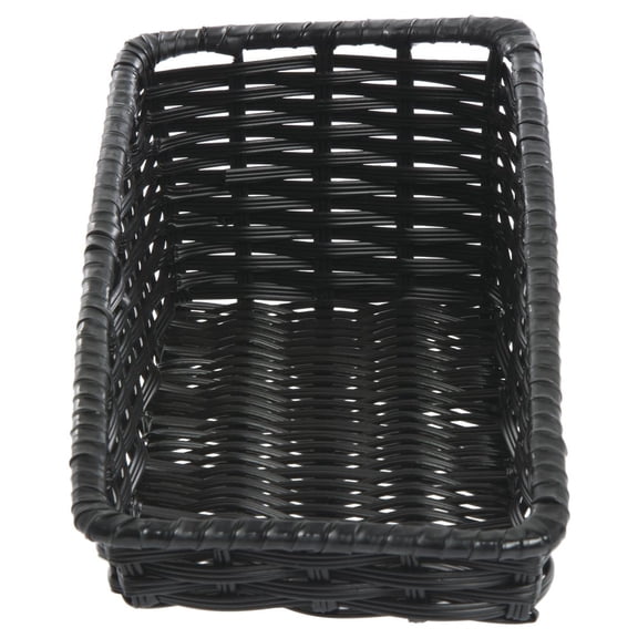 HUBERT® Wicker Storage Baskets Black Plastic - 7 1/2"L x 16"D x 1 1/2" to 5"H