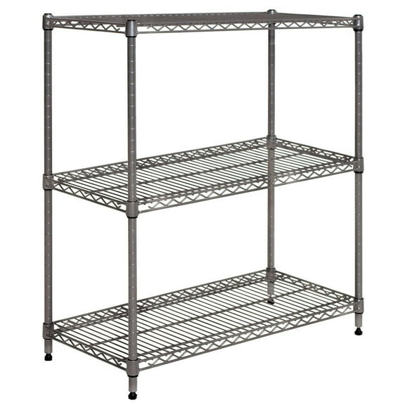 HUBERT Wire Shelving with 3 Shelves Flint Colored Metal - 30"L x 14"W x 36"H