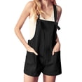 thumbnail image 1 of HUBERY Women Adjustable Straps Sleeveless Pocket Solid Color Shortall Romper, 1 of 5
