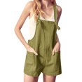 thumbnail image 1 of HUBERY Women Adjustable Straps Sleeveless Pocket Solid Color Shortall Romper, 1 of 5