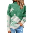 thumbnail image 1 of HUBERY Women Christmas Graphic Color Block High Neck Long Sleeve Pullover Sweater, 1 of 2