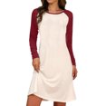 thumbnail image 1 of HUBERY Women Colorblock O Neck Long Raglan Sleeve Mini Dress, 1 of 2