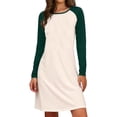 thumbnail image 1 of HUBERY Women Colorblock O Neck Long Raglan Sleeve Mini Dress, 1 of 2