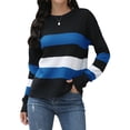 thumbnail image 1 of HUBERY Women Colorblock Stripe Crew Neck Long Sleeve Sweater, 1 of 8