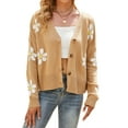 thumbnail image 1 of HUBERY Women Daisy Print Single-Breasted Long Sleeve Knitwear Cardigan, 1 of 8