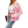 thumbnail image 1 of HUBERY Women Daisy Print Single-Breasted Long Sleeve Knitwear Cardigan, 1 of 6
