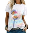 thumbnail image 1 of HUBERY Women Dandelion Printed Tie-Dye Round Neck Short Sleeve Top, 1 of 4