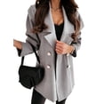 thumbnail image 1 of HUBERY Women Double-Breasted Lapel Collar Long Sleeve Solid Color Blazer Jacket, 1 of 5