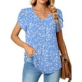 thumbnail image 1 of Hibeli Womens Summer Tunics Tops Floral Print Short Sleeve Casual T-Shirts V Neck Lightweight Cute Blouse, 1 of 5