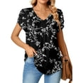 thumbnail image 1 of Hibeli Womens Summer Tunics Tops Floral Print Short Sleeve Casual T-Shirts V Neck Lightweight Cute Blouse, 1 of 5