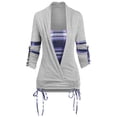 thumbnail image 1 of HUBERY Women Front Cross Plaid Color Block Long Sleeve Drawstring Hem Top, 1 of 3