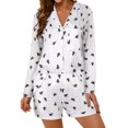 thumbnail image 1 of HUBERY Women Lapel V Neck Tree Pattern Long Sleeve Pocket Sleepwear Set, 1 of 8