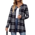 thumbnail image 1 of HUBERY Women Open Front Long Sleeve Houndstooth Plaid Print Cardigan, 1 of 7