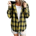 thumbnail image 1 of Hibeli Plaid Flannel Shirts for Women Long Sleeves Hooded Button Down Shirt Blouse, 1 of 4