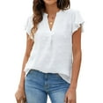 thumbnail image 1 of Hibeli Blouses for Women Dressy V Neck Ruffle Sleeve Summer Tops Casual Flowy Shirts, 1 of 2