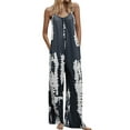 thumbnail image 1 of HUBERY Women Tie Dye Printed Pockets Backless V Neck Sleeveless Jumpsuit, 1 of 5