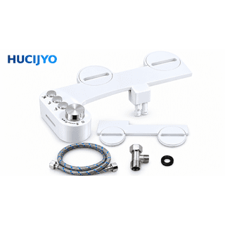 HUCIJYO Non-Electric Dual-Nozzle Bidet Attachment for Toilet, White