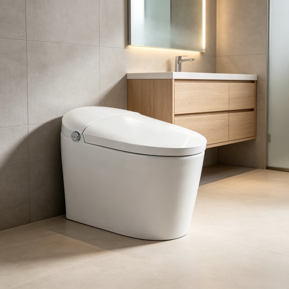 HUCIJYO Tankless One-Piece Smart Toilet, Auto Flush, Auto Open/Close, Heated Seat, Air Bubble Wash, Warm Air Dryer