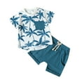 thumbnail image 1 of HUCOAE 2T Boys Clothes Little Boys Clothes Toddler Baby Boy Summer Clothes Funny T Shirt Elastic Waist Pockets Shorts Set 2 Piece Outfit Blue 18-24 Months, 1 of 7