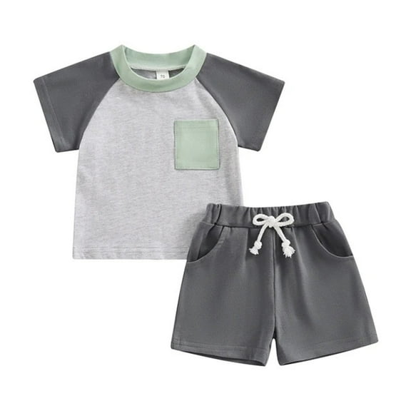HUCOAE 4T Outfits Boys 4T Boy Outfit Toddler Baby Boy Summer Clothes Funny T Shirt Elastic Waist Pockets Shorts Set 2 Piece Outfit Grey 12-18 Months