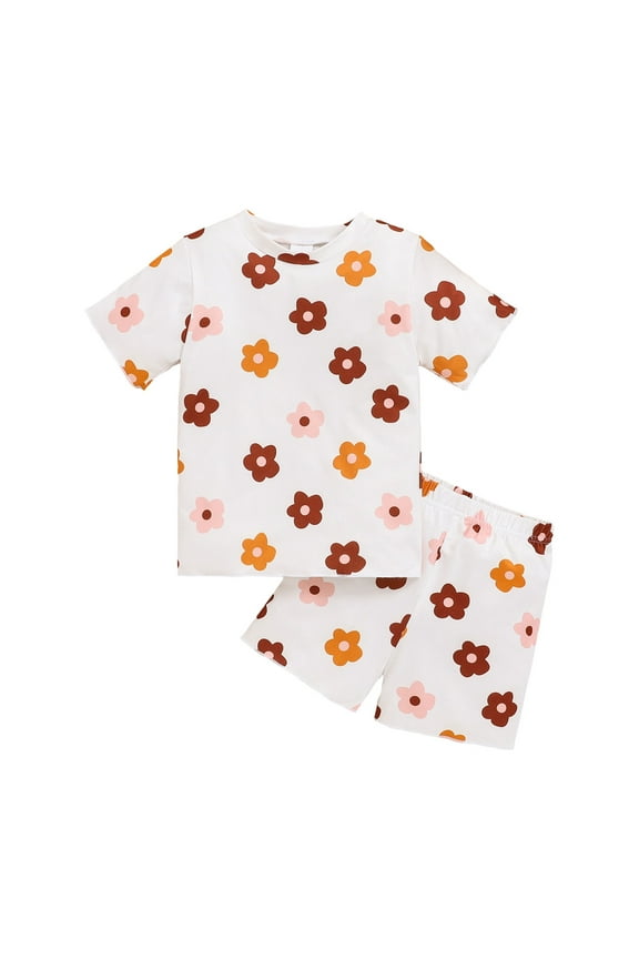 Baby Girl Clothes 12 18 Months 12-18 Month Girl Clothes Summer Toddler Baby Girl Clothes Summer Ruffle Short Sleeve Print T-Shirt Tops Shorts Set Outfit White 12-18 Months