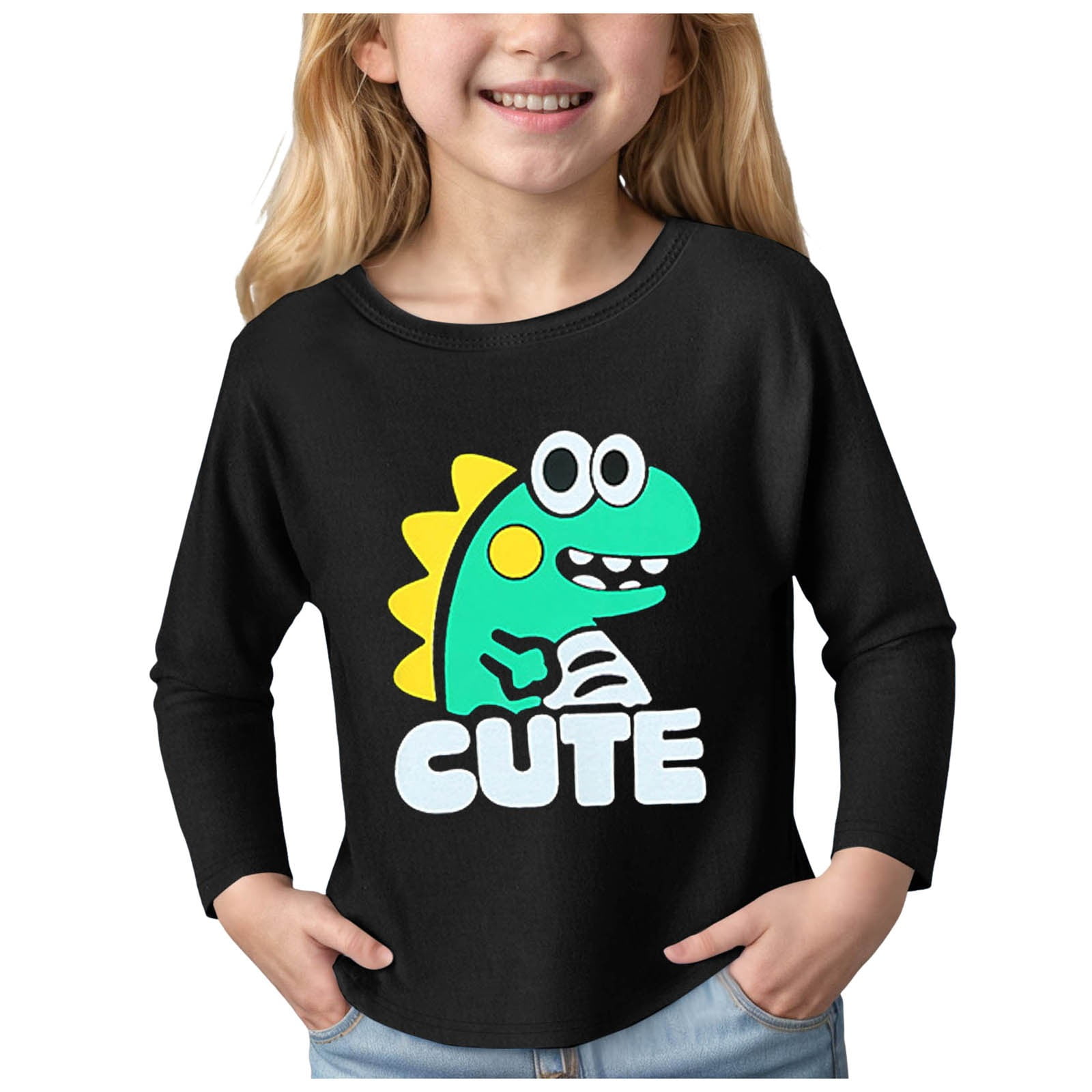 LWFFDAW Kids Boys Girls Long Sleeve Shirts Solid Color Basic Tops Loose Fit Crew Neck T Dreesy Casual Blouses Comfy Lightweight Tees Dark Gray Size 7