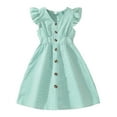 thumbnail image 1 of HUCOAE Girls Summer Dresses Size 10-12 Toddler Spring Dress Girls Dress Flutter Sleeve A-Line Button Down Sundress Casual Midi Dresses 8-9 Years Green, 1 of 9