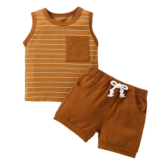 HUCOAE Ropa Para NiñOs De 7 AñOs Varones Boys 3T Shirts Toddler Baby Boy Summer Outfit Short Sleeve T Shirt Top And Casual Shorts Set Cute Clothes Brown 12-18 Months