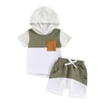thumbnail image 1 of HUCOAE Toddler Boy Shirts 3T 7 Year Old Boy Clothes Toddler Baby Boy Summer Clothes Funny T Shirt Elastic Waist Pockets Shorts Set 2 Piece Outfit Green 6-12 Months, 1 of 2