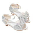 thumbnail image 1 of HUCOAE Toddler Girl Sandals Girls Dress Sandals Toddler Little Big Kid Girls Wedding Sandals Silver 9-9.5 Years, 1 of 7