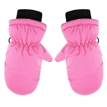 HUCOAE Toddler Mittens Waterproof Boys Winter Gloves Kids Winter Gloves Waterproof Snow Ski Gloves Warm Outdoor Windproof Gloves For Cold Weather Pink
