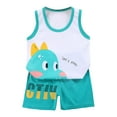 thumbnail image 1 of HUCOAE Toddler Summer Clothes Boy 4T Summer Outfits For Boys Baby Boy Summer Clothes Sleeveless Tank Tops Vest T-Shirt + Casual Shorts Toddler Outfits Set Green 4-5 Years, 1 of 4
