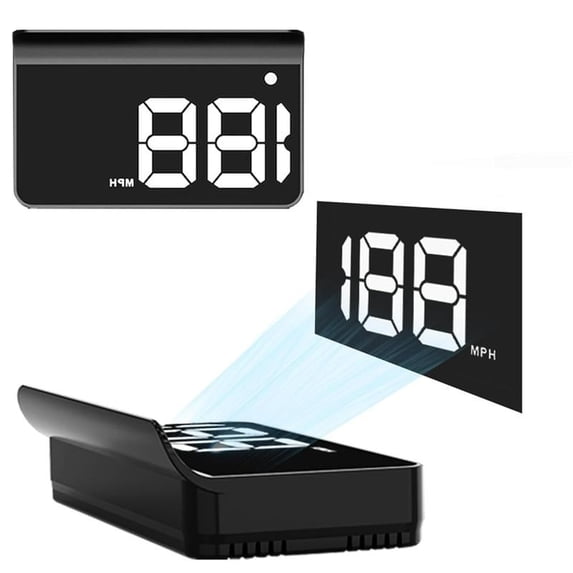 HUD Display, Car Heads Up Display, Automotive Speedometer, Real Time MPH KMH, Overspeed Alarm, USB Powered, Compact Dashboard Mount
