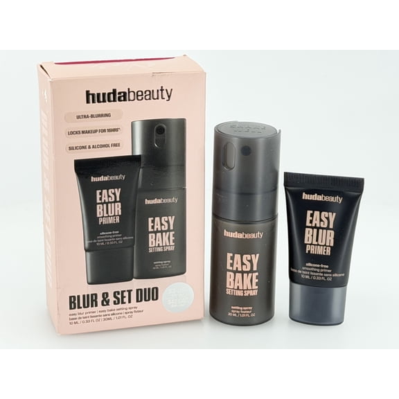 HUDA BEAUTY Mini Blur & Set Duo, Easy Blur Primer & Easy Bake Setting Spray, 2-Piece Set