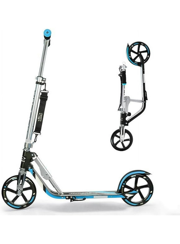 HUDORA Scooter for Kids Ages 6-12,Adult Scooter with Big Wheels, Lightweight Durable All-Aluminum Frame Scooter-Blue
