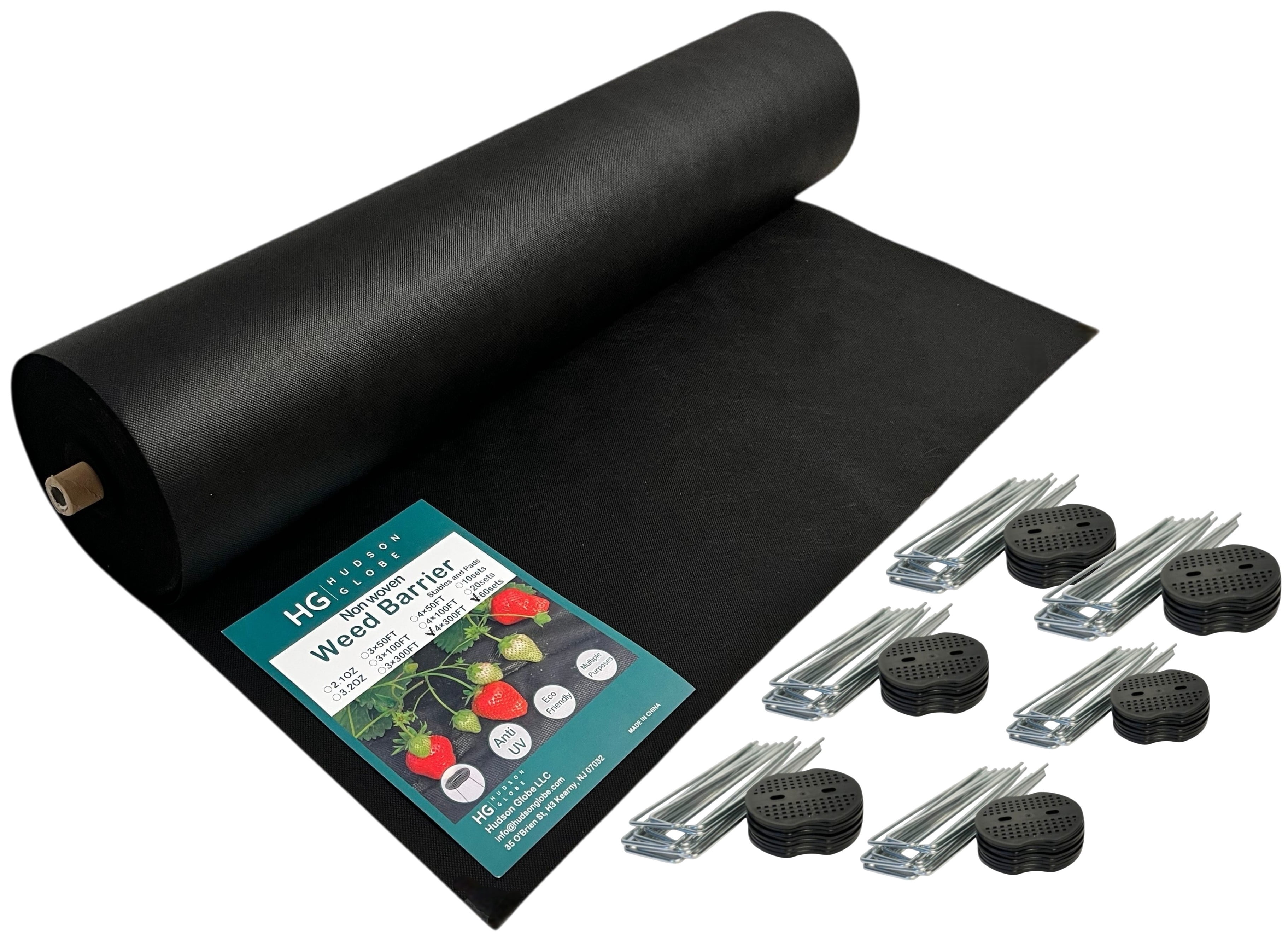 HUDSON GLOBE, 4FT x 300FT Non-Woven Premium Garden Weed Barrier 2.1 OZ ...