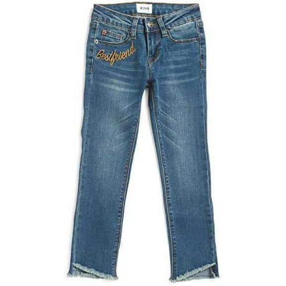 HUDSON Jeans Embroidered Skinny Crop Jeans (Big Girls), Blue Slub - 10