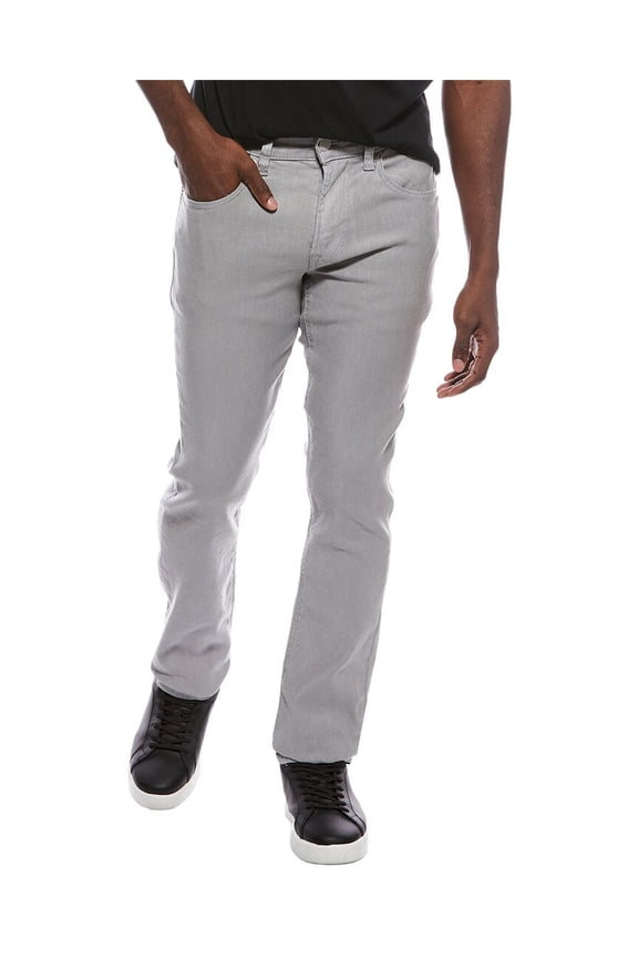 mens Grey Linen-Blend Slim Straight Fit Jean, 30, Grey