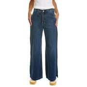 HUDSON Jeans womens  Drawstring Linen-Blend Wide Leg Trouser, 24, Blue
