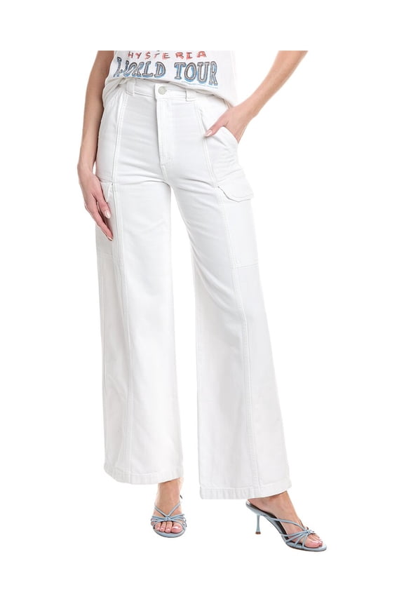 womens  High-Rise Cargo White Jean, 34, White