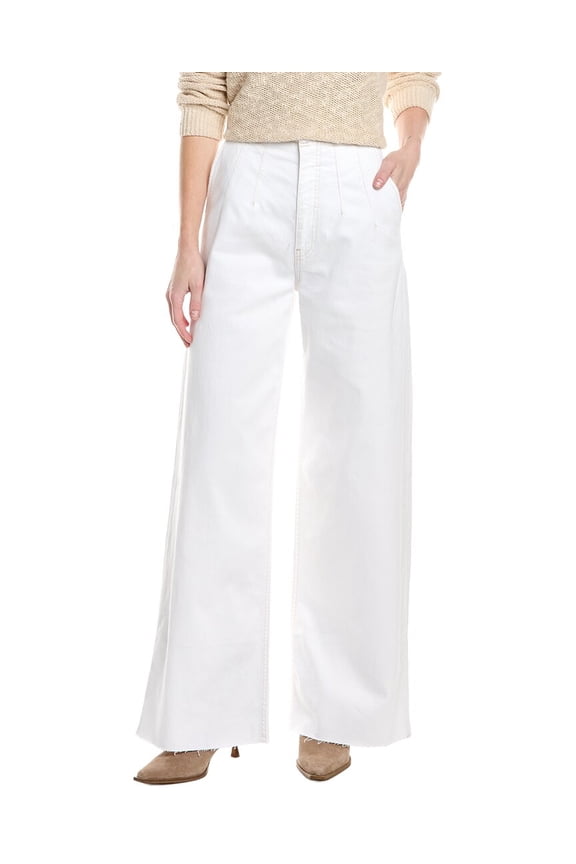 womens James High-Rise Darted White Wide Leg Jean, 29, White