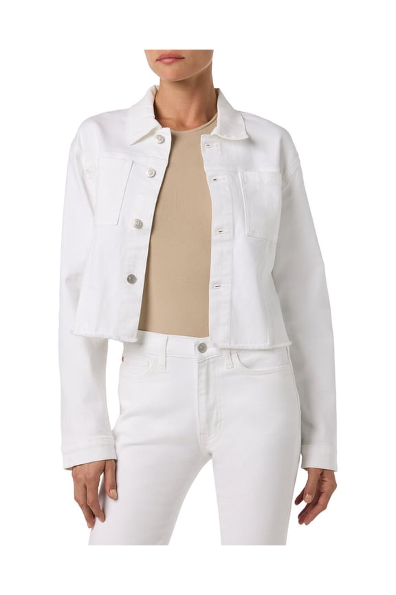 womens Micro Cropped Denim Jacket, s, White