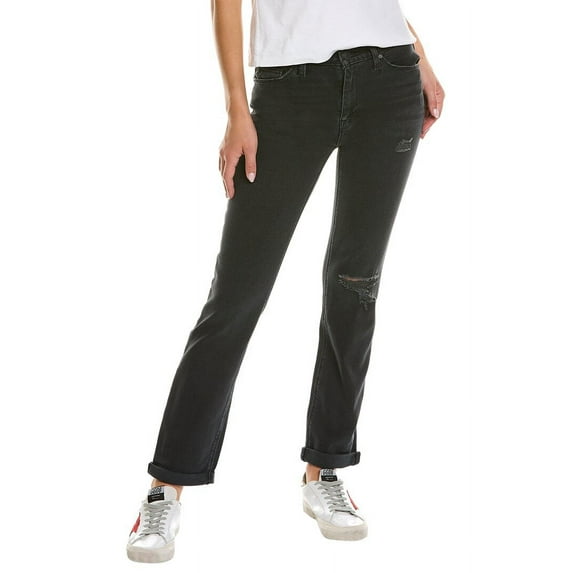 HUDSON Jeans womens Nico Mid-Rise Black Ash Destruct Straight Ankle Jean, 28,