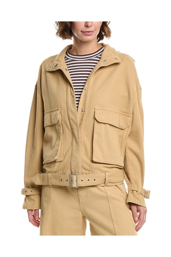 womens Relaxed Utility Jacket, XL, Brown