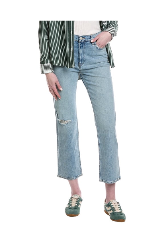 womens Remi High-Rise Sprinkle Destructed Straight Ankle Jean, 27,
