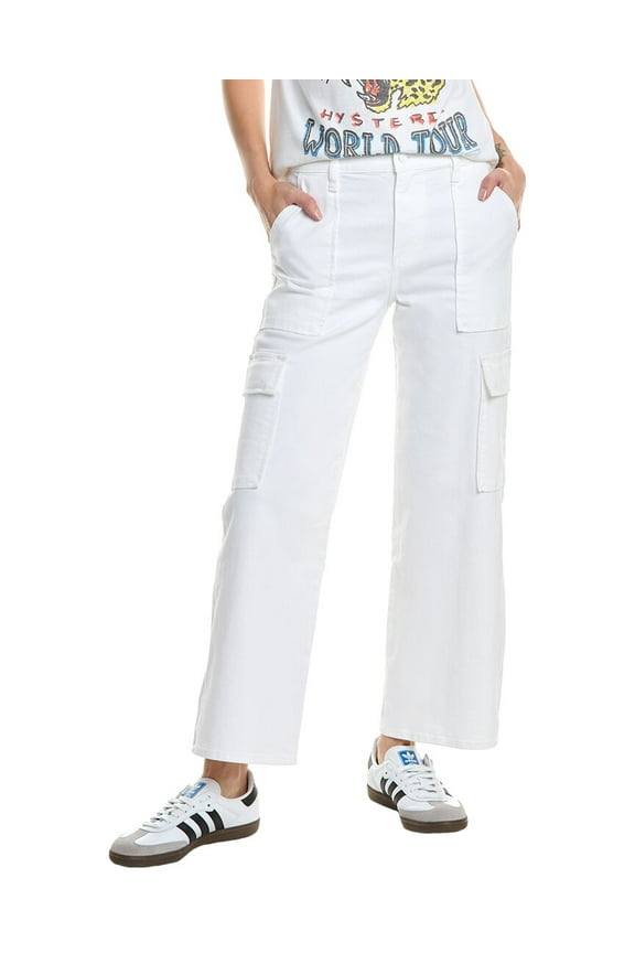 womens Rosalie White High-Rise Wide Leg Cargo Jean, 23, White