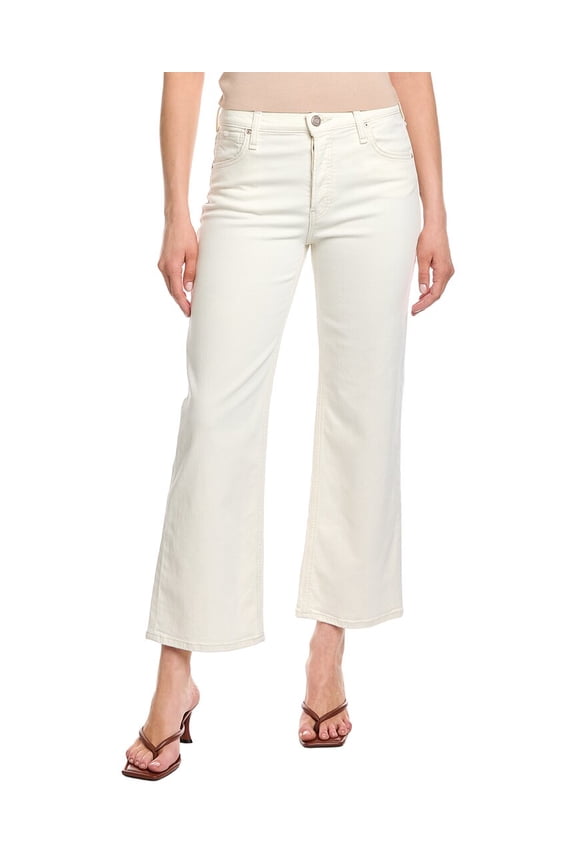 womens Rosie High-Rise Ecru Wide Leg Ankle Jean, 24, White