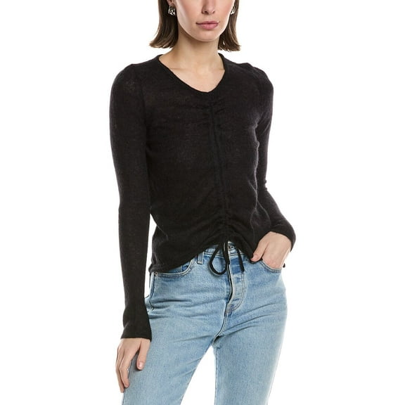 HUDSON Jeans womens  Ruched Alpaca & Wool-Blend Sweater, xs, Black